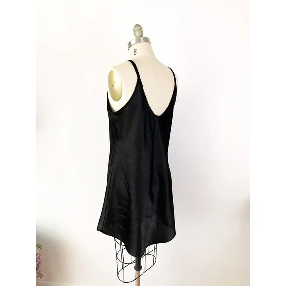 Black Mesh‎ Slip Dress with Bow Heart Print Satin - Picture 4 of 8